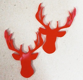 Acrylic deer head  RED 55 x 40mm pack of 4